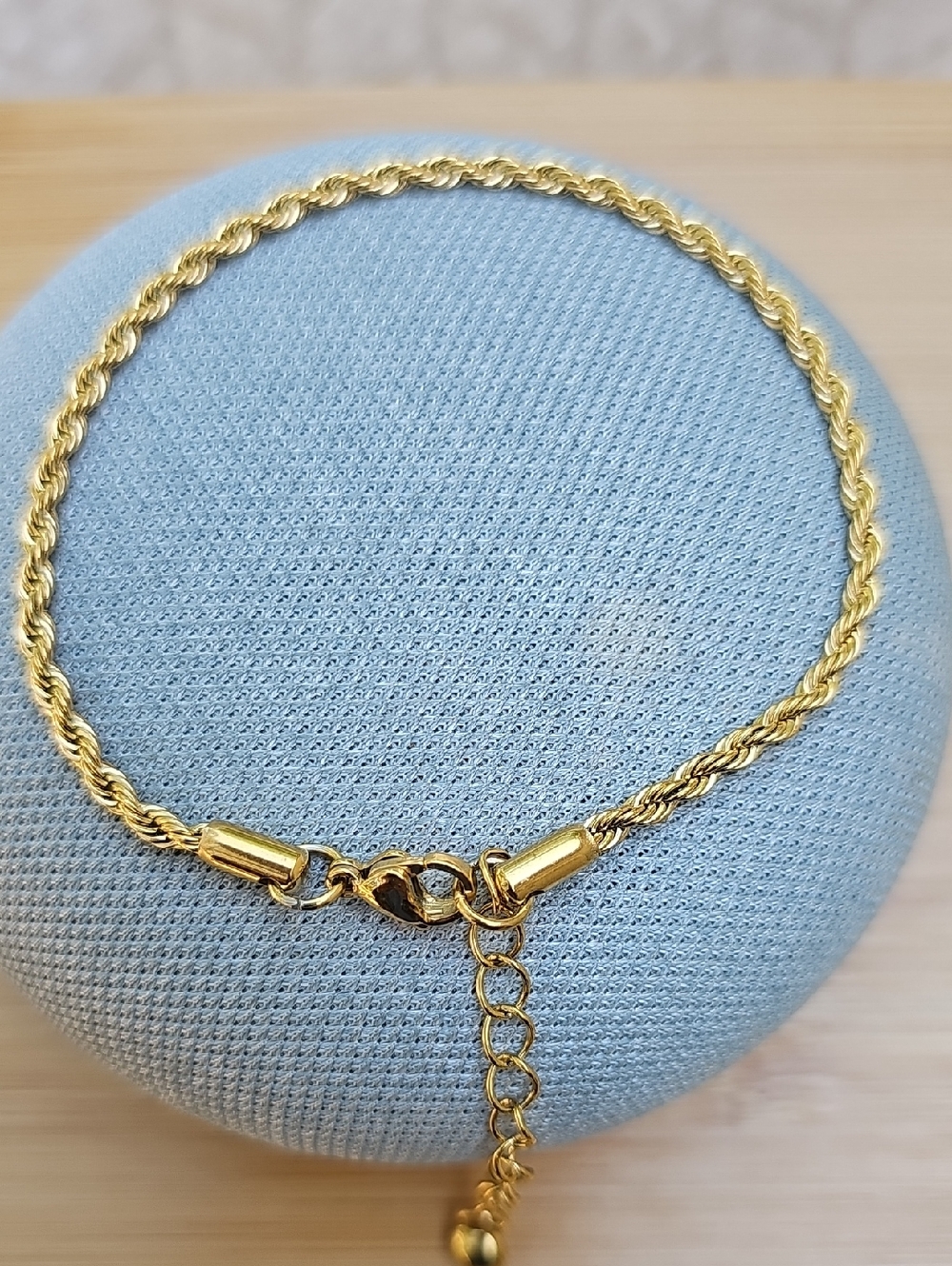 Stainless Steel Gold Rope Chain Anklet - Adjustable Women's Jewelry